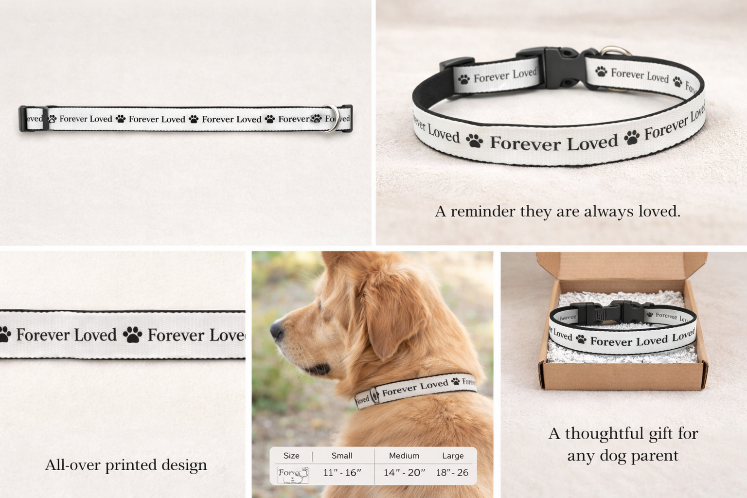 Forever Loved Dog Collar – Emotional Reflective Pet Collar, All-Over Print Collar for Small Dogs & Puppies