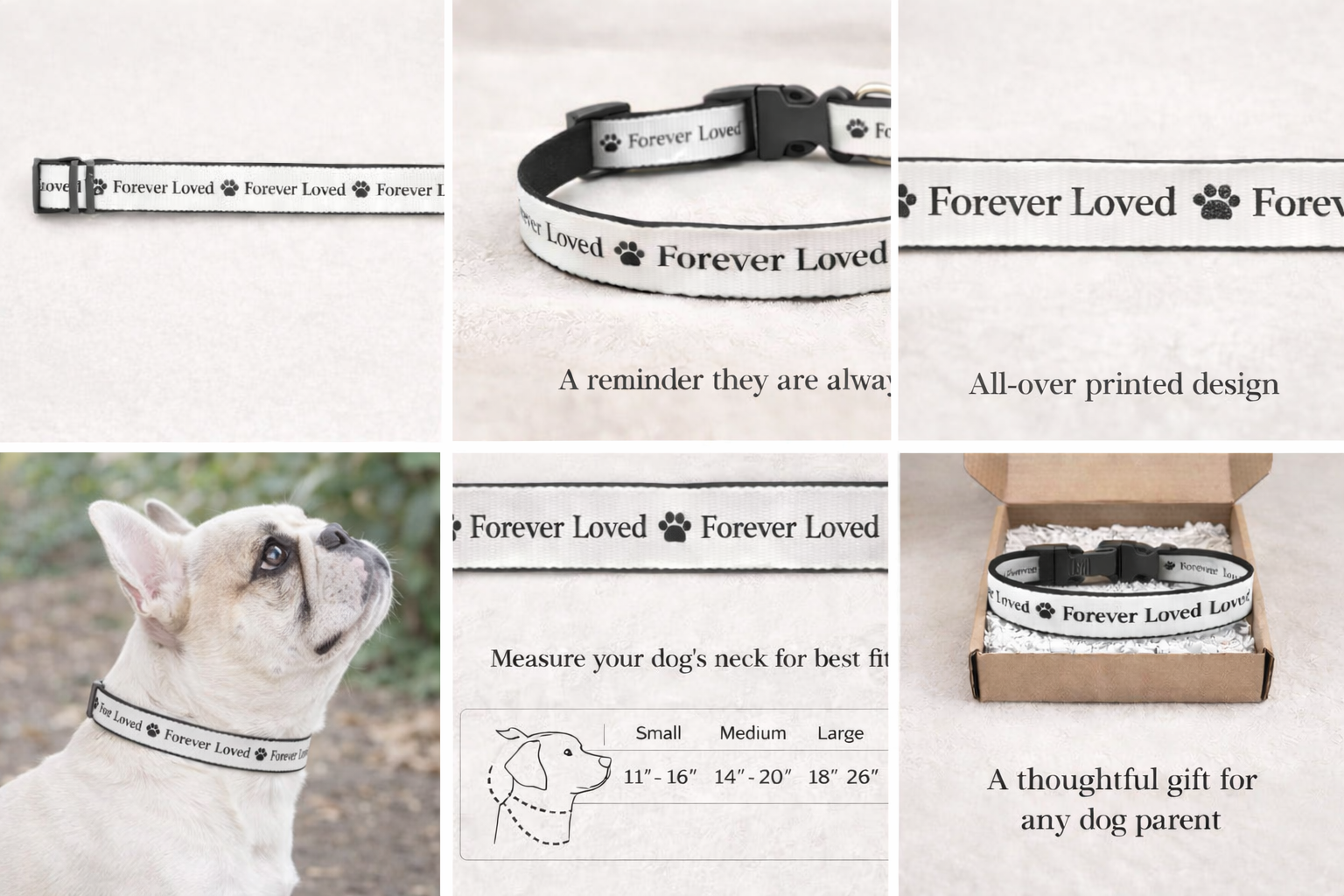 Forever Loved Dog Collar – Emotional Reflective Pet Collar, All-Over Print Collar for Small Dogs & Puppies